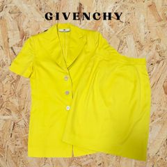 GIVENCHY ジバンシィ セットアップ 半袖 ジャケット タイトスカート スーツ イエロー 黄 38サイズ ヴィンテージ ビンテージ 古着
