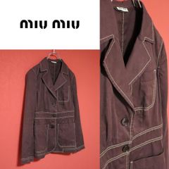 美品】MIU MIU フリル切り替え Aライン 襟デザイン トレンチコート 