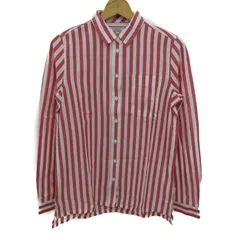 エーグル 長袖シャツ ストライプ柄 トップス レディース 36サイズ レッド×ホワイト AIGLE