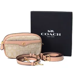 コーチ バッグ COACH シグネチャージャガード カーフレザー アイビー ロゴ 3way ショルダー 斜め掛け クラッチ ウエスト ヒップ バッグ ライトカーキ×ビーチウッド（箱あり）38687