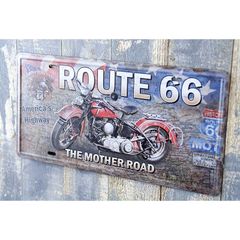 アンティークメタルエンボスプレート　WIDE　THE MOTHER ROAD　アメリカン雑貨　ブリキ　看板