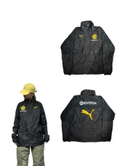 PUMA(プーマ) 黒 ドルトムント サッカーチーム ロゴ ウィンドブレーカー ジャケット M