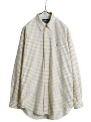 【お得なクーポン配布中!】 90s ラルフローレン チェック オックスフォード 長袖 ボタンダウン シャツ メンズ M オールド ポロ 長袖シャツ ワンポイント マルチカラー