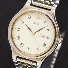 SEIKO デイト シルバー ラウンド ゴールド メンズ 腕時計 972 - メルカリ