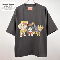 新品 CORISCO コリスコ アニマルプリント 犬 猫 プリント Tシャツ 半袖 レディース メンズ ユニセックス Animal Village アニマルヴィレッジ 動物 プリント tee かわいい Tシャツ M L LL チャコール 111951