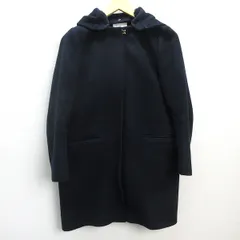 H■ユナイテッドアローズ/UNITED ARROWS B＆Y フード付き ウールコート 比翼仕立て【M】紺/LADIES■97【中古】