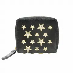 ジミーチュウ JIMMY CHOO スター スタッズ ミニ コインケース 小銭入れ レザー ラウンドジップ 星型 コンパクト ミニパース 黒 ブラック ゴールド △O19 メンズ レディースのサムネイル