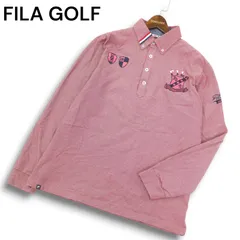 FILA GOLF フィラ ゴルフ 通年★ ロゴ ワッペン 長袖 ボタンダウン ポロシャツ Sz.LL メンズ 大きいサイズ