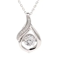 【新着商品】一粒 CZキュービックジルコニア スワロフスキー シルバー925 揺れる ネックレス レディース ティアドロップ ペンダント ダンシングストーン