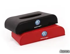 【美品・未使用新品】フォルクスワーゲン VW エンブレム自動車用ティッシュボックスケース 高級レザー製ティッシュBOX   ブラック/レッド 2色選択  GOLF GTI　シロッコ　ポロ　ビートル　ルポ パサート