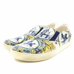 ドルチェ&ガッバーナ ドルガバ DOLCE&GABBANA スリッポン シューズ 総柄 キャンバス 7.5 26.5cm マルチカラー 白 ホワイト 青 ブルー 赤 レッド /AN7のサムネイル