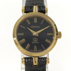 GUCCI 腕時計 レディース レザーベルト クオーツ ブラック文字盤 2000L