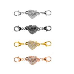 【即納】YFFSFDC ネックレス 留め具 マグネット留め具 簡単装着 磁気クラスプ エンドパーツ ジュエリー用 延長用金具 DIY用 クラフト作り アクセサリーパーツ 4個セット ハート型
