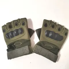 未使用☆OAKLEY オークリー タクティカルグローブ ハーフフィンガー 指なし サバゲー/バイク/アウトドア 男女兼用 グリーンのサムネイル