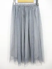 ジーユー GU ロング丈 イージー チュールスカート フレア S 灰系 グレー 無地 ギャザー 裏地