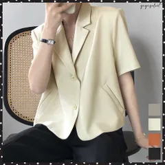 クロップド丈 テーラードジャケット 半袖レディース おしゃれショートジャケット 韓国ファッション短丈ジャケット 大人可愛い夏服 ライトアウターオフィスカジュアルサマーカーディガン ショート丈トップス 夏ジャケット低身長