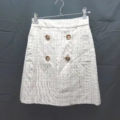 ◇ MAJESTIC LEGON ウエストゴム　チェック柄　裏地　ショート丈 フレア スカート サイズM ベージュ系 レディース E  【1303160008527】