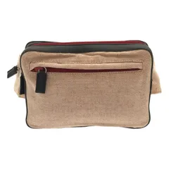 PRADA プラダ 1999AW ロゴプレートキャンバスウエストバッグ  アイボリー×レッド