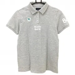 【超美品】パーリーゲイツ 半袖ポロシャツ 杢ライトグレー×白  レディース 2(L) ゴルフウェア 2023年モデル PEARLY GATES