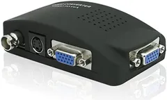 COOLEAD BNC/S-video TO VGAコンバータ アナログ変換器 音像入出力対応 PC モニタ 変換アダプタ DVR DVD CCTVカメラなど対応 S端子ケーブル付き USB給電 ブラック
