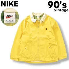 【人気】 銀タグ 90s ヴィンテージ ナイキ テニス NIKE TENNIS スウィングトップ コットン ジャケット 裏メッシュ XL イエロー x チェック柄 グリーン メンズ