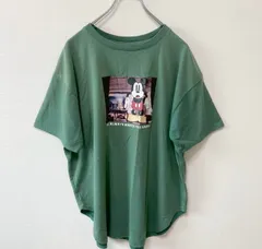Disney ディズニー　ハニーズ　ユニセックス　トップス　Tシャツ　キャラクターTシャツ　プリントTシャツ　ミッキーマウス　半袖　ラウンドネック　無地　グリーン　Lサイズ　オーバーサイズ　ゆったり　休日スタイル　カジュアル　SU75h505