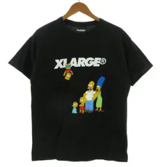 エクストララージ X-LARGE ×The Simpsons Tシャツ 01182169 ロゴプリント 丸首 半袖 コットン ブラック 黒 M