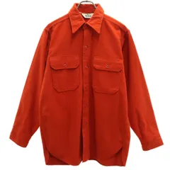 WOOLRICH ウールリッチ 70s ヴィンテージ USA製 白タグ 長袖 シャモアクロス シャツ M レッド アウトドア メンズ 古着