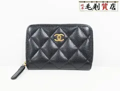 シャネル CHANEL ココマーク マトラッセ キャビアスキン ブラック レザー ゴールド コインケース レディース【中古】財布