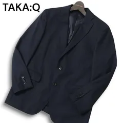 TAKA:Q タカキュー 通年 背抜き ウール混★ アンコン テーラード ジャケット Sz.AB-M メンズ 紺 ネイビー