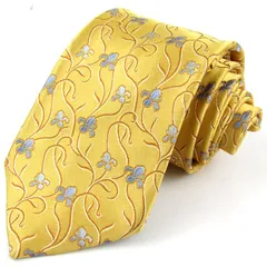 ヴァレンチノ ブランドネクタイ 総柄 植物柄 シルク イタリア製 メンズ イエロー Valentino 【中古】