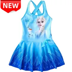 ✨新品✨アナと雪の女王 エルサ プリント 女の子 水着 ワンピース型 キッズ 子供用 サマー プール 水遊び 海水浴 水泳 ブルーグラデーション 夏休み ガールズ スイミング スイムウエア 100cm 110cm 120cm 130cm 140cm