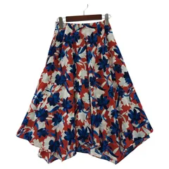 FRAY I.D フレイアイ・ディー 花柄 フレアスカート size0/レッド×ブルー レディース