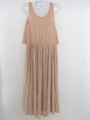 ◇ dazzlin ドット 水玉 プリーツ切替 ロング ワンピース サイズF ブラウン系 レディース  【中古】 【1206200008085】