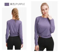 パープル  XL  ヨガウェア トレーニングウェア ゆるい 速乾フィットネスウェア 長袖