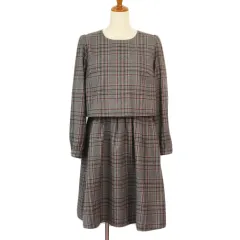 アースミュージック&エコロジー EARTH MUSIC & ECOLOGY チェックドッキングワンピース M グレー