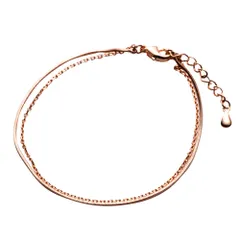 【ピンクゴールド×ワンサイズ】[Cream dot. クリームドット公式] ブレスレット レディース 金属アレルギー ニッケルフリー ブランド 2連 スネークチェーン 上品 エレガント シンプル オフィス 通勤 会社 きれいめ