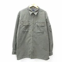 XL/古着 ギャップ GAP 長袖 ブランド シャツ メンズ 00s 大きいサイズ ロング丈 コットン 緑 グリーン 25feb26 中古 トップス