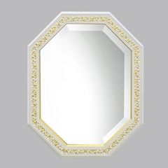 鏡 壁掛け イタリア製 八角ミラー Mirror ホワイト＆ゴールド 壁掛け ミラー おしゃれ