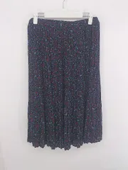 ◇ GLACIER グラシア ウエストゴム 小花柄 大人女子 ロング プリーツ スカート サイズL ネイビー レッド レディース P  【1307150003585】