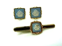 WEDGWOOD ウェッジウッド ジャスパー ネクタイピン カフスボタン カフリンクス 紳士 メンズ 2点セット ゴールド系 DF0817 冠婚葬祭 結婚式 葬式