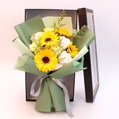 新着商品 SCAMPER ソープフラワー 誕生日 プレゼント 女性 人気 花束 造花 ギフト ドライフラワー インテリア 結婚記念日 発表会 敬老の日 母の日 退職 祖母 彼女 送別会 専用のギフト バラの花束 ローズブーケ 記念日 贈り物 (ヒマワリ)