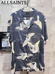 ALL SAINTS オールセインツ 鶴 レーヨン アロハシャツ L 和柄