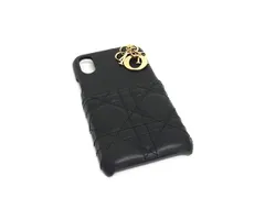 ■新品同様■ChristianDior ディオール レディディオール カナージュ レザー  iPhone X/XS 対応 アイフォンケース ブラック系 FR4243