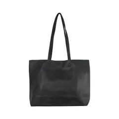 [Decorative] トートバッグ ビジネスバッグ 大容量 軽量 レディース メンズ 男女兼用 シンプル 無地 PUレザー 合皮 エコレザー 17インチPC 肩掛け 通勤 通学 面接 プレゼント (ブラック)