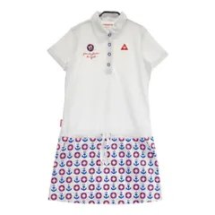 サイズ：L LE COQ GOLF ルコックゴルフ QGL2606 半袖ワンピース マリン柄 ホワイト系 [240001222552] ゴルフウェア レディース ストスト