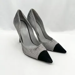 セルジオロッシ　プリーツ　パンプス　36 1/2 23.5cm ハイヒール　グレー　シルバー　ブラック　スエード