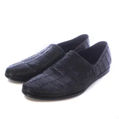 ジョルジオアルマーニ GIORGIO ARMANI スリッポン ローファー シューズ メッシュ 編み込み レザー 40 25.0m 黒 ブラック /AQ ■GY17のサムネイル