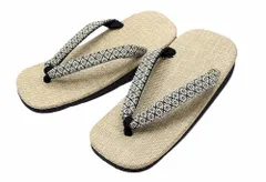 【在庫処分】[浅草きもの市] 【紳士用・日本製】 パナマ 雪駄 スポンジ底（菊菱） ゆかたや着物、普段履きにも！！男 男性 紳士 下駄 メンズ