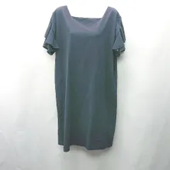 ◇ ⊂ Lace Ladies レースレディース 綿混合 ストライプ柄 半袖 膝丈 ワンピース サイズXL ネイビー系 レディース E  【1410100069521】